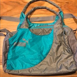 Puma teal and grey duffel bag